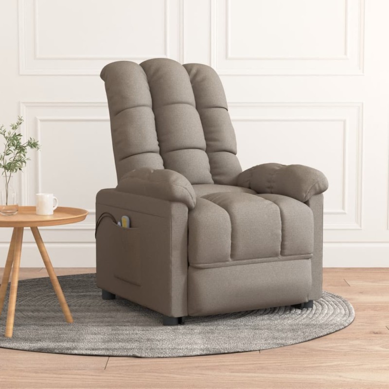 vidaXL Massagesessel mit Aufstehhilfe Taupe Stoff vidaXL Massagesessel mit Aufstehhilfe Taupe Stoff