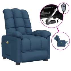 vidaXL Elektrischer Massagesessel Blau Stoff