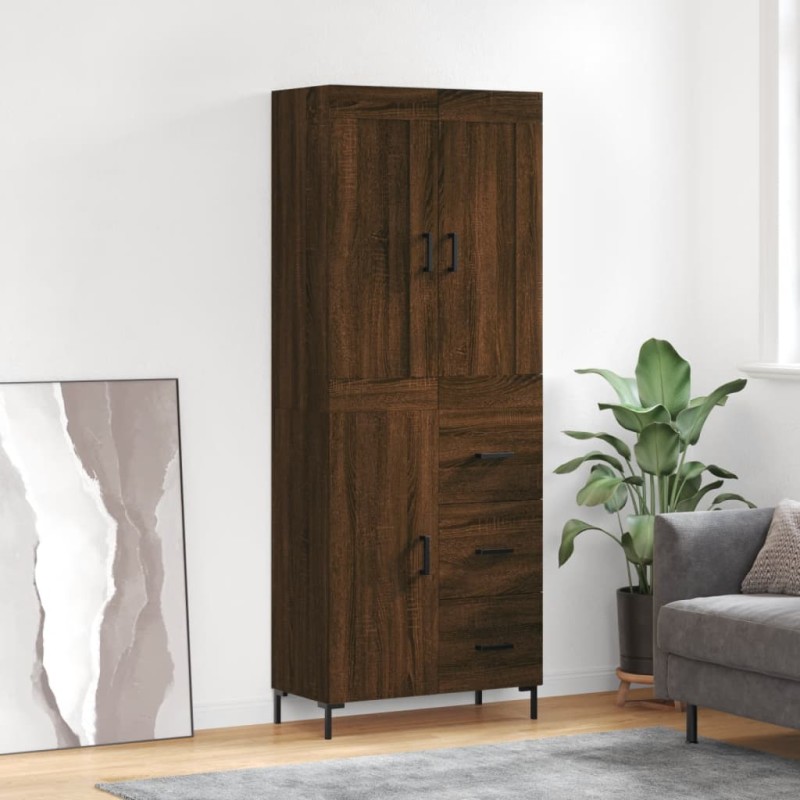 Highboard Braun Eichen-Optik 69,5x34x180 cm Holzwerkstoff Highboard Braun Eichen-Optik 69,5x34x180 cm Holzwerkstoff