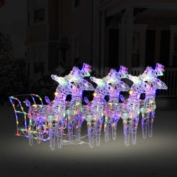 vidaXL Rentiere Schlitten Weihnachtsdekoration 320 LEDs Acryl