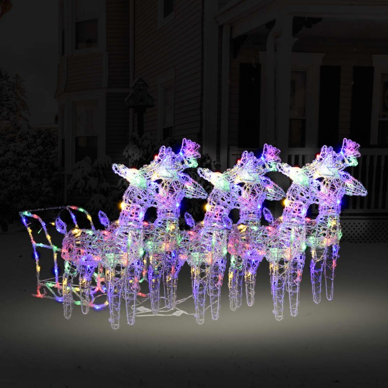 vidaXL Rentiere Schlitten Weihnachtsdekoration 320 LEDs Acryl vidaXL Rentiere Schlitten Weihnachtsdekoration 320 LEDs Acryl