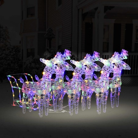 vidaXL Rentiere Schlitten Weihnachtsdekoration 320 LEDs Acryl