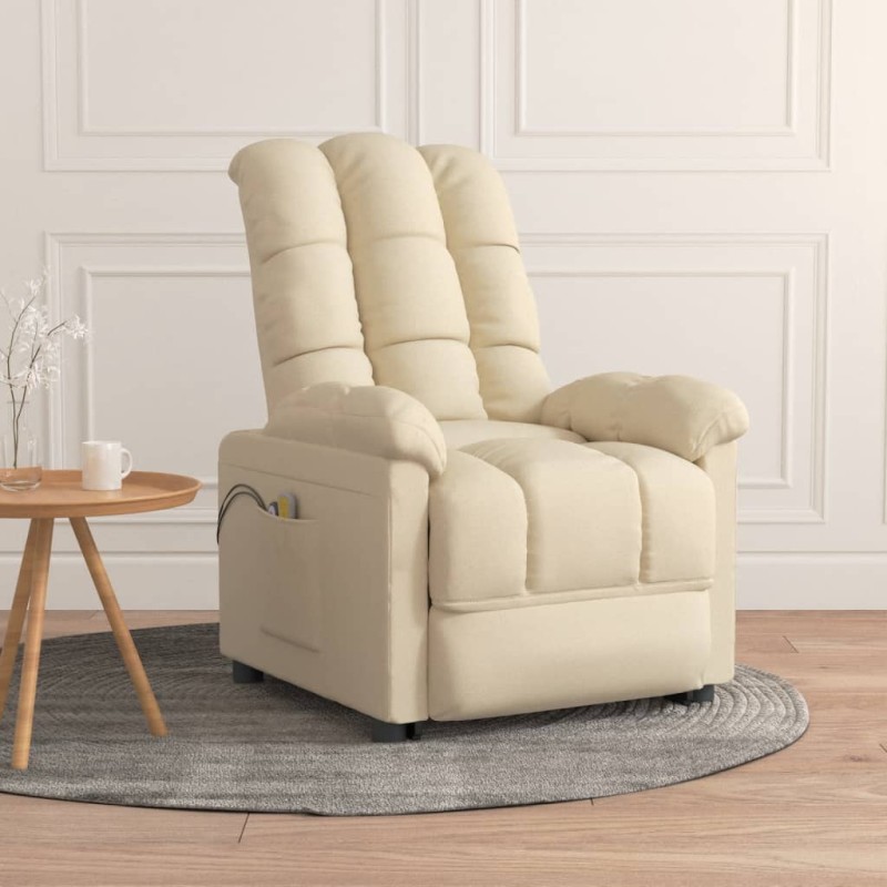 vidaXL Massagesessel mit Aufstehhilfe Creme Stoff vidaXL Massagesessel mit Aufstehhilfe Creme Stoff