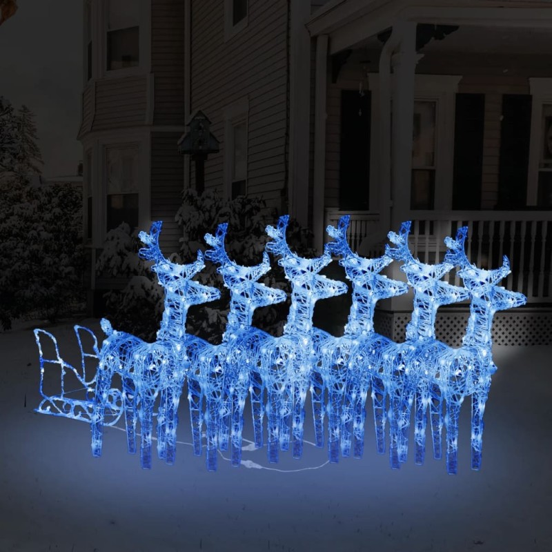 vidaXL Rentiere Schlitten Weihnachtsdekoration 320 LEDs Acryl vidaXL Rentiere Schlitten Weihnachtsdekoration 320 LEDs Acryl