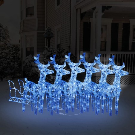 vidaXL Rentiere Schlitten Weihnachtsdekoration 320 LEDs Acryl