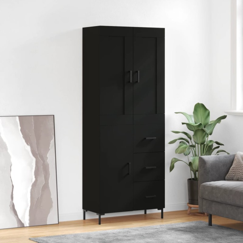 Highboard Schwarz 69,5x34x180 cm Holzwerkstoff Highboard Schwarz 69,5x34x180 cm Holzwerkstoff
