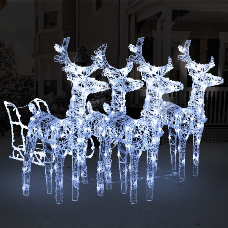 vidaXL Weihnachtsdekoration Rentiere mit Schlitten 240 LEDs Acryl vidaXL Weihnachtsdekoration Rentiere mit Schlitten 240 LEDs Acryl