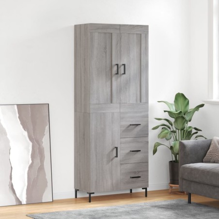 Highboard Grau Sonoma 69,5x34x180 cm Holzwerkstoff