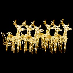 vidaXL Rentiere Schlitten Weihnachtsdekoration 320 LEDs Acryl