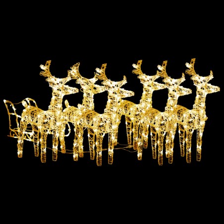 vidaXL Rentiere Schlitten Weihnachtsdekoration 320 LEDs Acryl