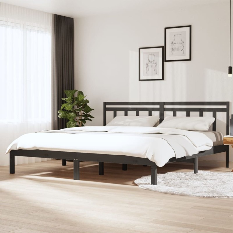 vidaXL Massivholzbett Grau Kiefer 200x200 cm vidaXL Massivholzbett Grau Kiefer 200x200 cm