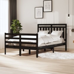 vidaXL Massivholzbett Schwarz 120x190 cm