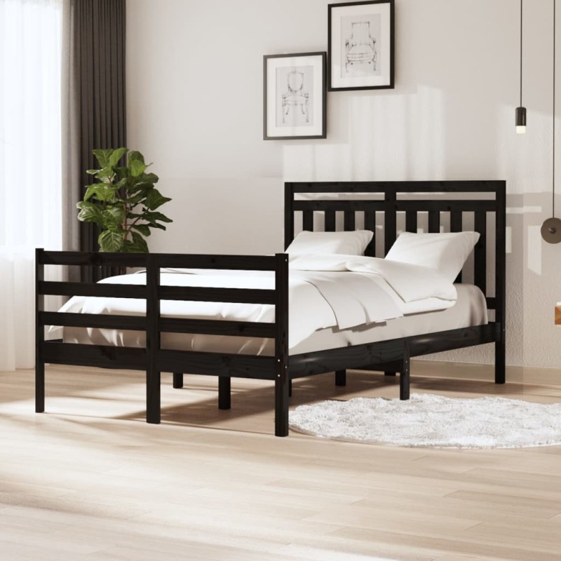 vidaXL Massivholzbett Schwarz 120x190 cm vidaXL Massivholzbett Schwarz 120x190 cm