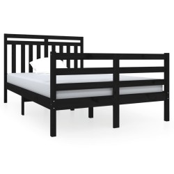 vidaXL Massivholzbett Schwarz 120x190 cm