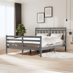 vidaXL Massivholzbett Grau 150x200 cm