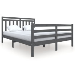 vidaXL Massivholzbett Grau 150x200 cm
