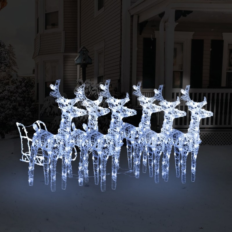 vidaXL Rentiere Schlitten Weihnachtsdekoration 320 LEDs Acryl vidaXL Rentiere Schlitten Weihnachtsdekoration 320 LEDs Acryl