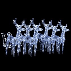 vidaXL Rentiere Schlitten Weihnachtsdekoration 320 LEDs Acryl