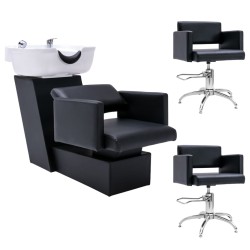vidaXL Waschsessel mit Friseurstühlen Kunstleder