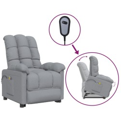 vidaXL Massagesessel mit Aufstehhilfe Hellgrau Stoff