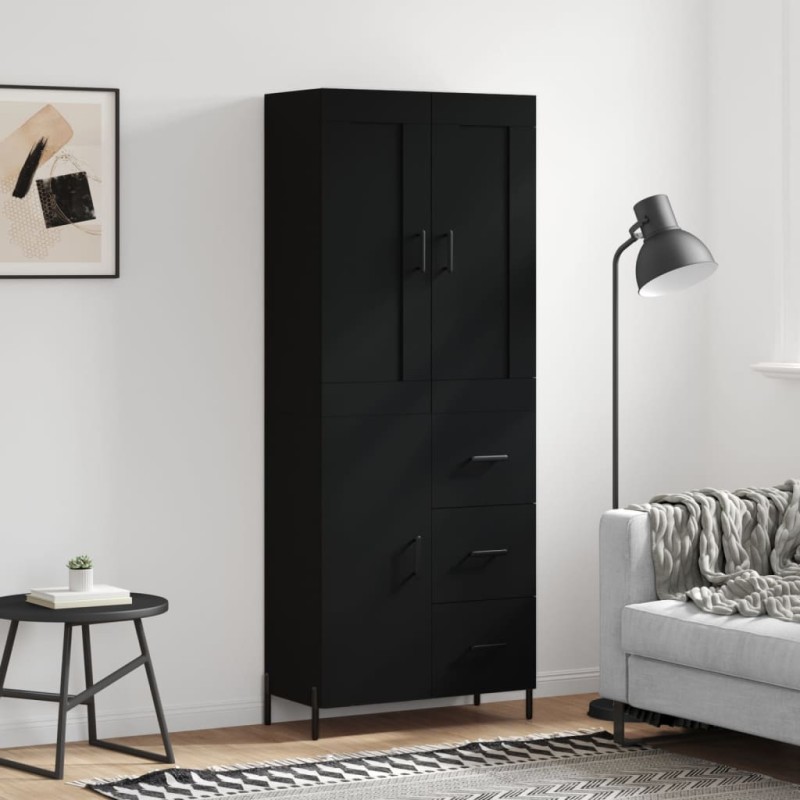 Highboard Schwarz 69,5x34x180 cm Holzwerkstoff Highboard Schwarz 69,5x34x180 cm Holzwerkstoff