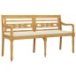 vidaXL Batavia-Bank mit Creme Kissen 150 cm Massivholz Teak vidaXL Batavia-Bank mit Creme Kissen 150 cm Massivholz Teak