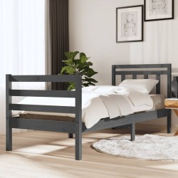 vidaXL Massivholzbett Grau 90x200 cm