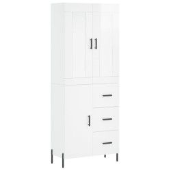 Highboard Hochglanz-Weiß 69,5x34x180 cm Holzwerkstoff
