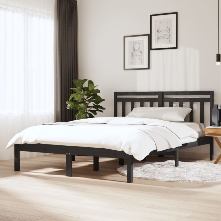vidaXL Massivholzbett Grau Kiefer 140x190 cm