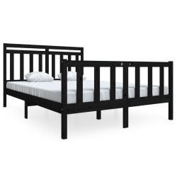 vidaXL Massivholzbett Schwarz 140x190 cm