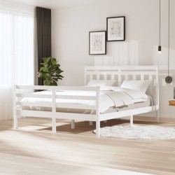 vidaXL Massivholzbett Weiß 160x200 cm