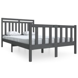 vidaXL Massivholzbett Grau 135x190 cm