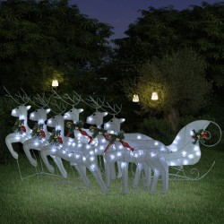vidaXL Rentier mit Schlitten Weihnachtsdekoration 140LEDs Outdoor Weiß