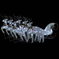 vidaXL Rentier mit Schlitten Weihnachtsdekoration 140LEDs Outdoor Weiß
