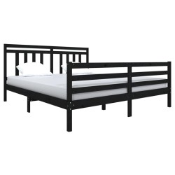 vidaXL Massivholzbett Schwarz 180x200 cm