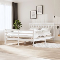 vidaXL Massivholzbett Weiß 150x200 cm