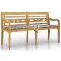 vidaXL Batavia-Bank mit Kissen Grau Karomuster 150 cm Massivholz Teak vidaXL Batavia-Bank mit Kissen Grau Karomuster 150 cm Massivholz Teak