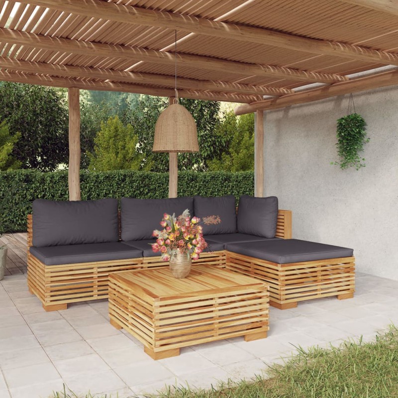 vidaXL 5-tlg. Garten-Lounge-Set mit Kissen Massivholz Teak vidaXL 5-tlg. Garten-Lounge-Set mit Kissen Massivholz Teak