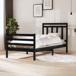 vidaXL Massivholzbett Schwarz 100x200 cm