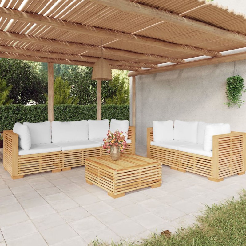 vidaXL 6-tlg. Garten-Lounge-Set mit Kissen Massivholz Teak vidaXL 6-tlg. Garten-Lounge-Set mit Kissen Massivholz Teak
