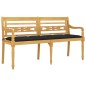 vidaXL Batavia-Bank mit Schwarzem Kissen 150 cm Massivholz Teak vidaXL Batavia-Bank mit Schwarzem Kissen 150 cm Massivholz Teak