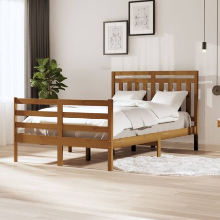 vidaXL Massivholzbett Honigbraun 120x190 cm
