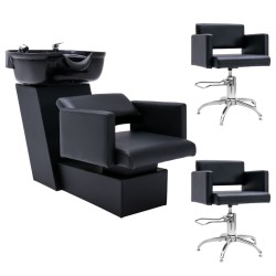 vidaXL Waschsessel mit Friseurstühlen Kunstleder