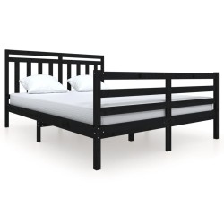 vidaXL Massivholzbett Schwarz 150x200 cm
