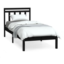 vidaXL Massivholzbett Schwarz 90x190 cm
