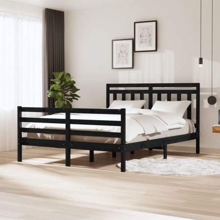 vidaXL Massivholzbett Schwarz 160x200 cm