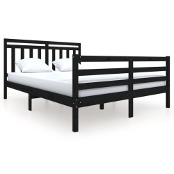 vidaXL Massivholzbett Schwarz 160x200 cm