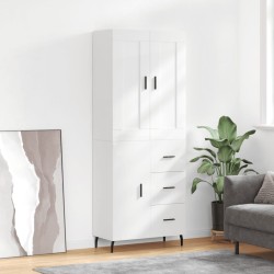 Highboard Hochglanz-Weiß 69,5x34x180 cm Holzwerkstoff