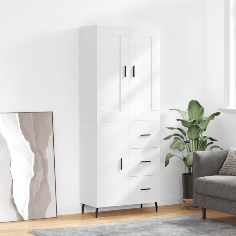 Highboard Hochglanz-Weiß 69,5x34x180 cm Holzwerkstoff Highboard Hochglanz-Weiß 69,5x34x180 cm Holzwerkstoff