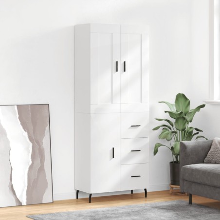 Highboard Hochglanz-Weiß 69,5x34x180 cm Holzwerkstoff